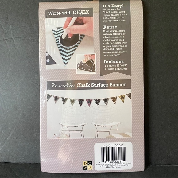 Chalk Holders, 12-Pack of Chalk, Eraser, Mini Chalkboard, Labels & Party Banner - Picture 6 of 11